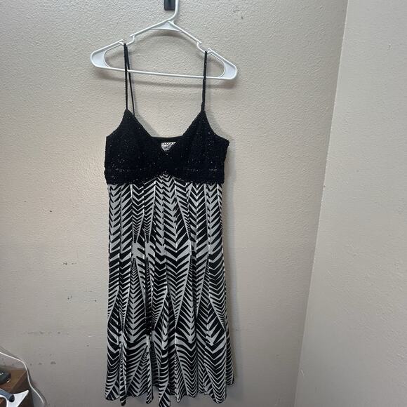 Y2K ICE 100% Black Beaded Babydoll Pleated Cocktail Party Homecoming Dress SZ 6 - Picture 1 of 10